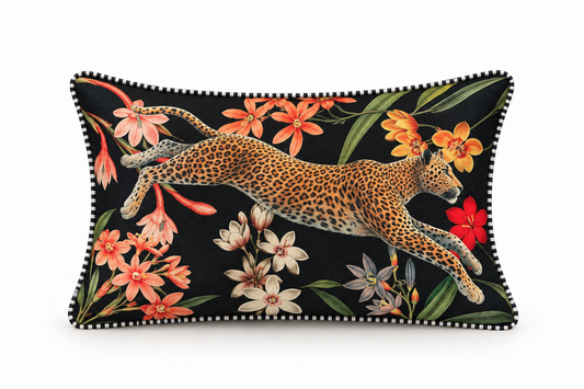 Leopard leaping in Ixias | Scatter Cushion